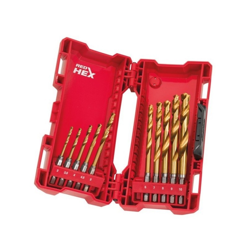 SET 10 BURGHIE HSS-G TIN RED HEX MILWAUKEE